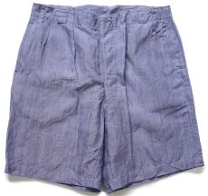 画像1: デッドストック★50s フランス軍 FRENCH NAVY ツータック リネン ショートパンツ w38★ショーツ (1)