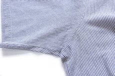 画像6: 70s The KING SIZE ストライプ 三点留め ボタンダウン 半袖 コットン シアサッカーシャツ 白×薄黒 XL (6)