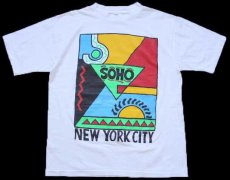 画像2: 90s USA製 SOHO NEW YORK CITY アート コットンTシャツ 白 L (2)