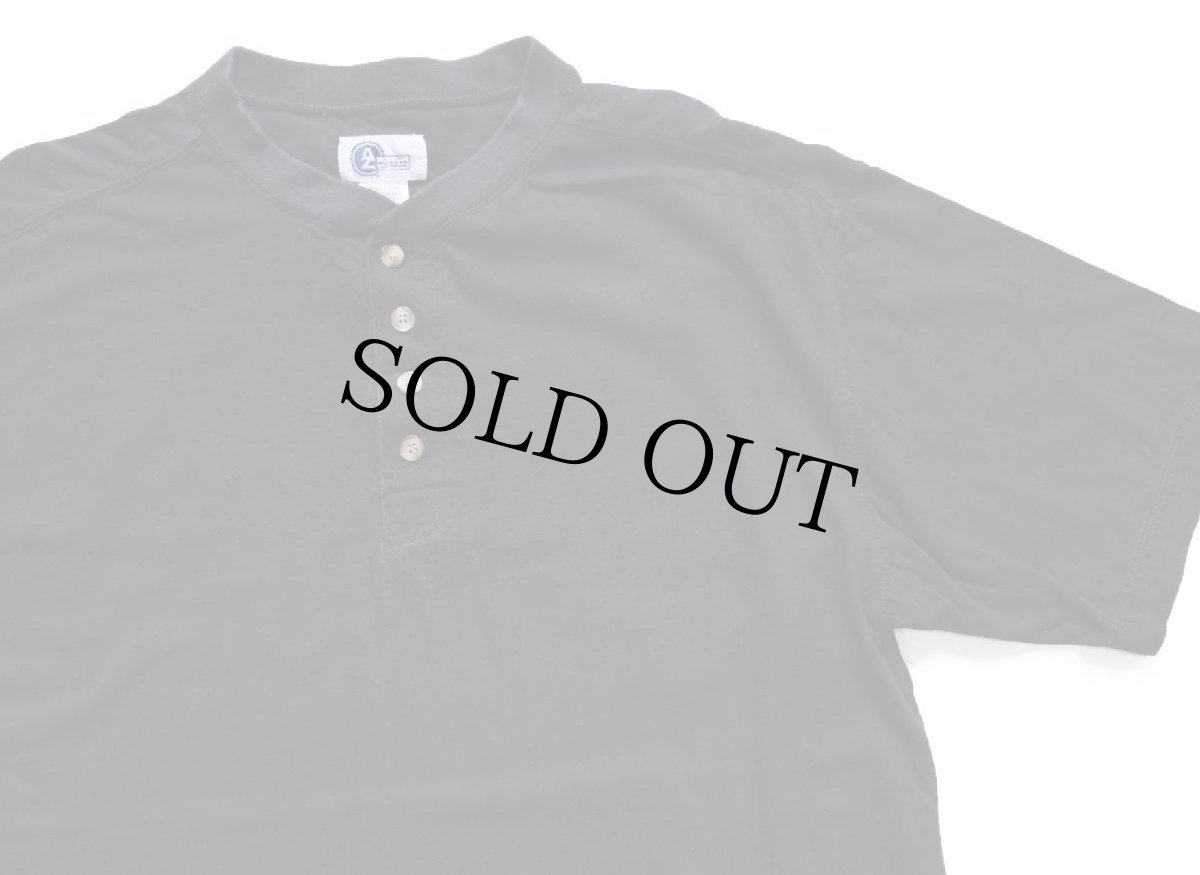 画像1: 00s ARIZONA 無地 ヘンリーネック コットンTシャツ 黒 M (1)