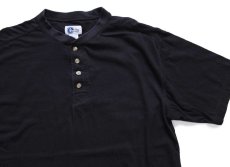 画像1: 00s ARIZONA 無地 ヘンリーネック コットンTシャツ 黒 M (1)