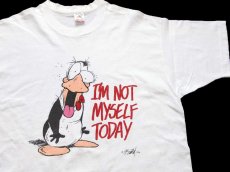 画像1: 90s USA製 BLOOM COUNTY OPUS PENGUIN I'M NOT MYSELF TODAY バークリー ブレシド イラスト コットンTシャツ 白 XL (1)