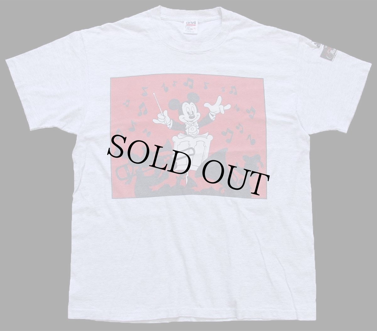 画像2: 90s USA製 DISNEYディズニー SYMPHONIC Fantasy ミッキー マウス コットンTシャツ 杢ライトグレー XL (2)