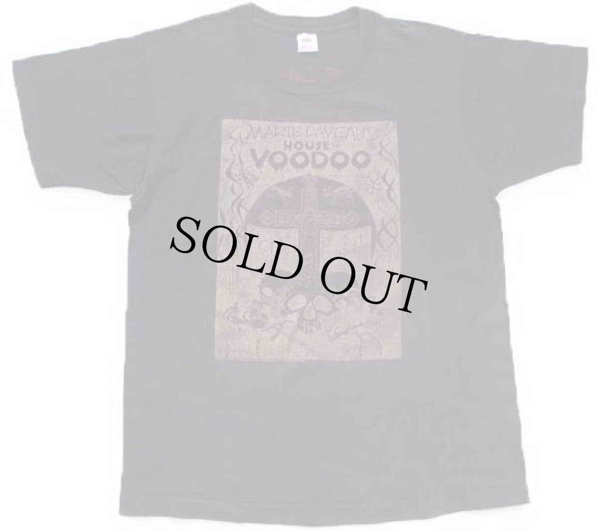画像2: 90s USA製 MARIE LAVEAUS HOUSE of VOODOO 十字架 スカル 両面プリント コットンTシャツ 黒 L (2)