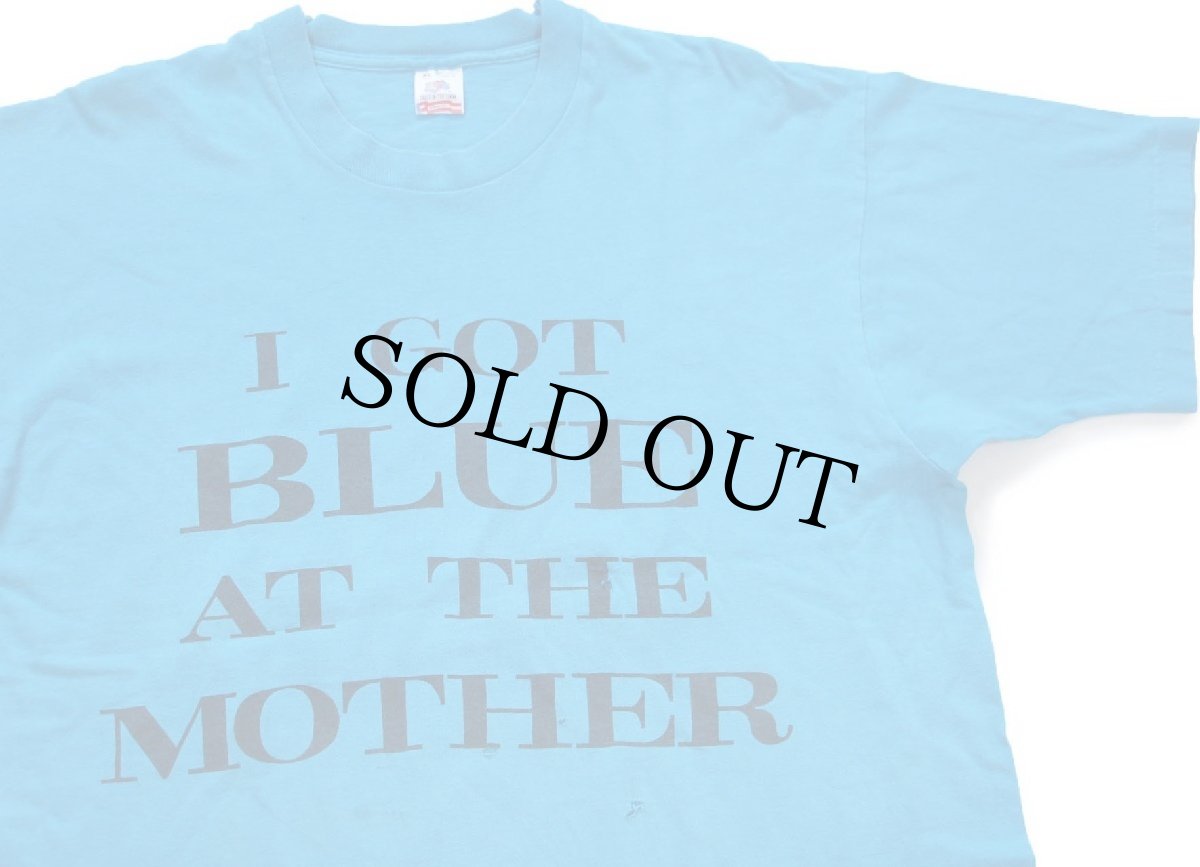 画像1: 90s USA製 I GOT BLUE AT THE MOTHER wednesday BLUES JAM! 両面プリント コットンTシャツ ボロ 青 XL (1)