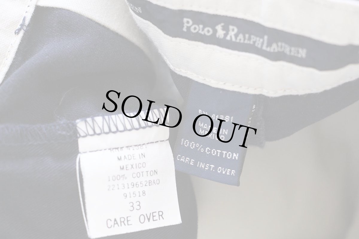 画像4: 90s メキシコ製 ポロ ラルフローレン ANDREW SHORT ツータック コットン チノ ショートパンツ 濃紺 w33★132 ショーツ (4)