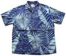 画像1: ハワイ製 Hilo Hattie The Hawaiian Original リーフ柄 オープンカラー コットン アロハシャツ L (1)