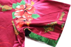 画像6: ハワイ製 Hana Fashion ハイビスカス ヤシの木 オウム柄 オープンカラー コットン アロハシャツ L (6)