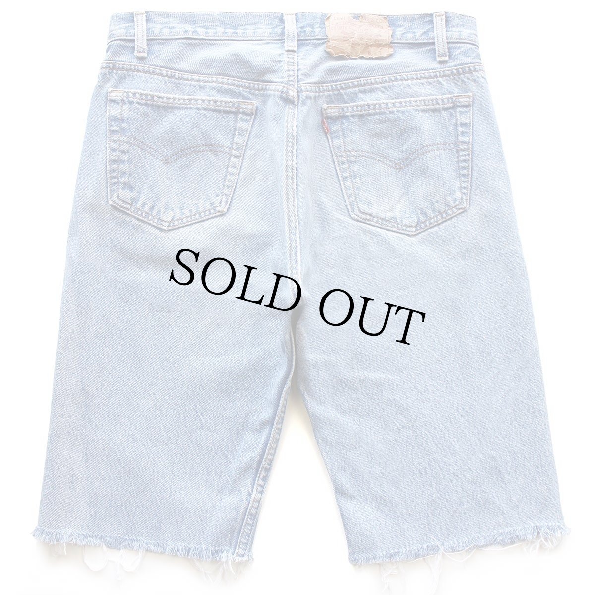 画像2: 90s USA製 Levi'sリーバイス 501 ダメージ カットオフ デニム ショートパンツ ヒゲ w34★ショーツ (2)