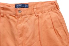 画像3: 90s ポロ ラルフローレン TYLER SHORT ツータック コットン チノ ショートパンツ 薄オレンジ 35★ショーツ (3)