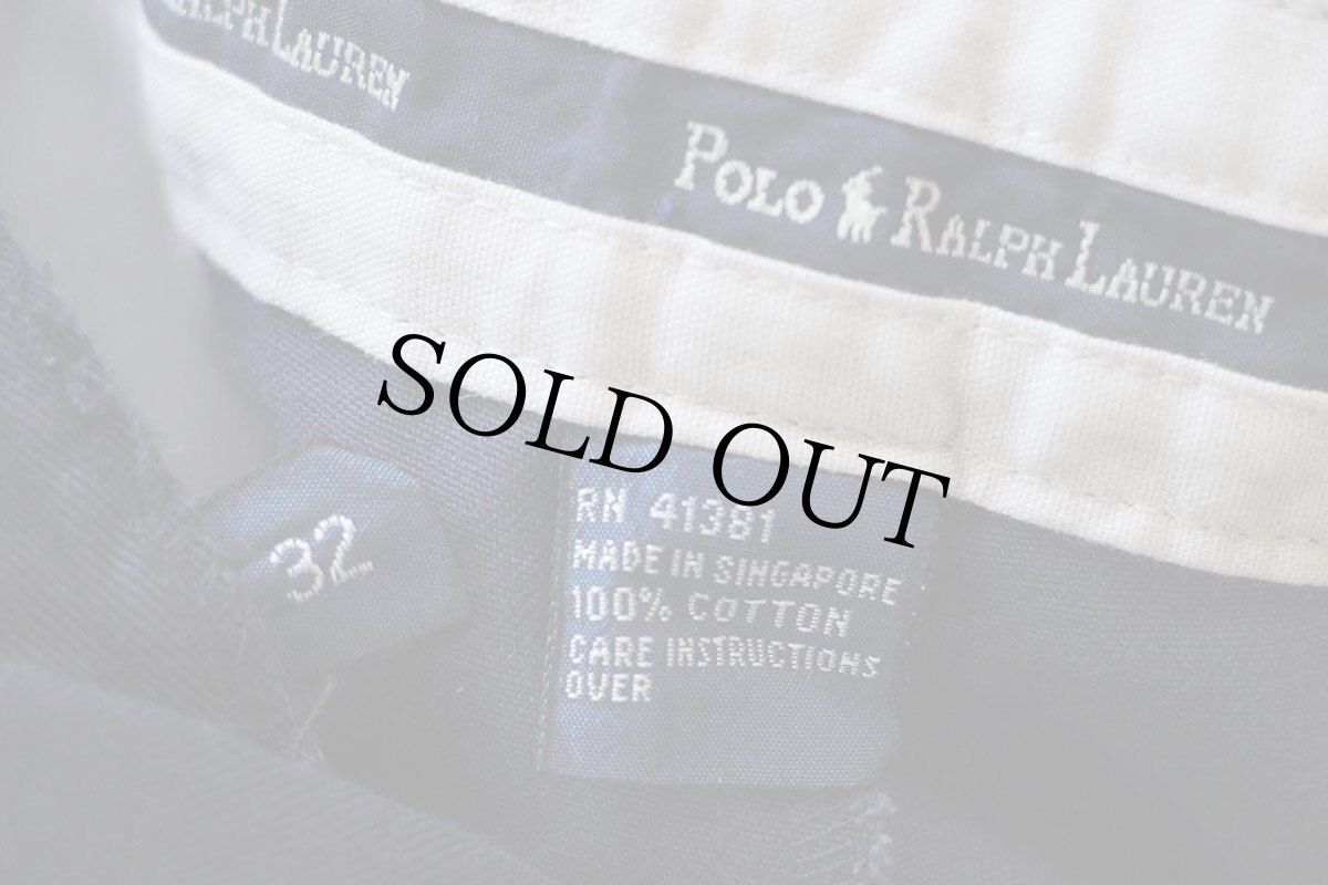 画像4: 90s ポロ ラルフローレン TYLER SHORT ツータック コットン チノ ショートパンツ ナス紺 32★130 ショーツ (4)