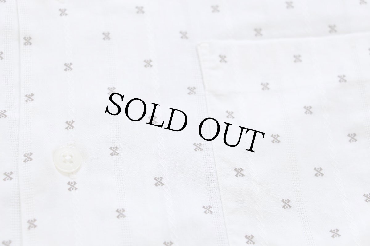 画像5: 00s ポロ ラルフローレン CLAYTON 小紋柄 総柄 織り柄 ストライプ 半袖 コットンシャツ 生成り M (5)