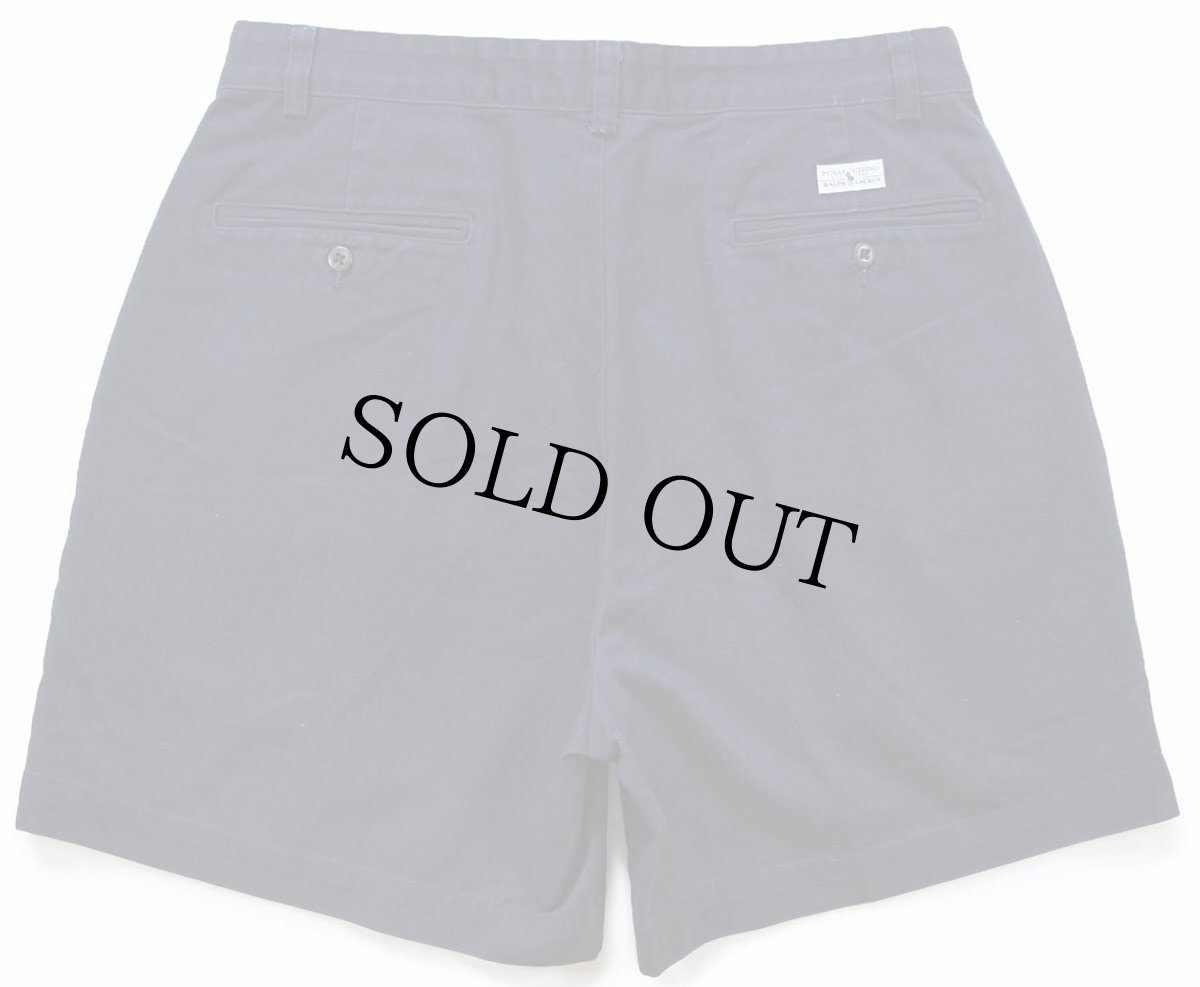 画像2: 90s メキシコ製 ポロ ラルフローレン ANDREW SHORT ツータック コットン チノ ショートパンツ 濃紺 w33★132 ショーツ (2)