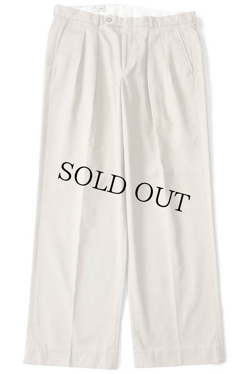 画像2: 90s L.L.Bean ツータック スラックス パンツ カーキ W35 (2)