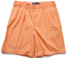 画像1: 90s ポロ ラルフローレン TYLER SHORT ツータック コットン チノ ショートパンツ 薄オレンジ 35★ショーツ (1)
