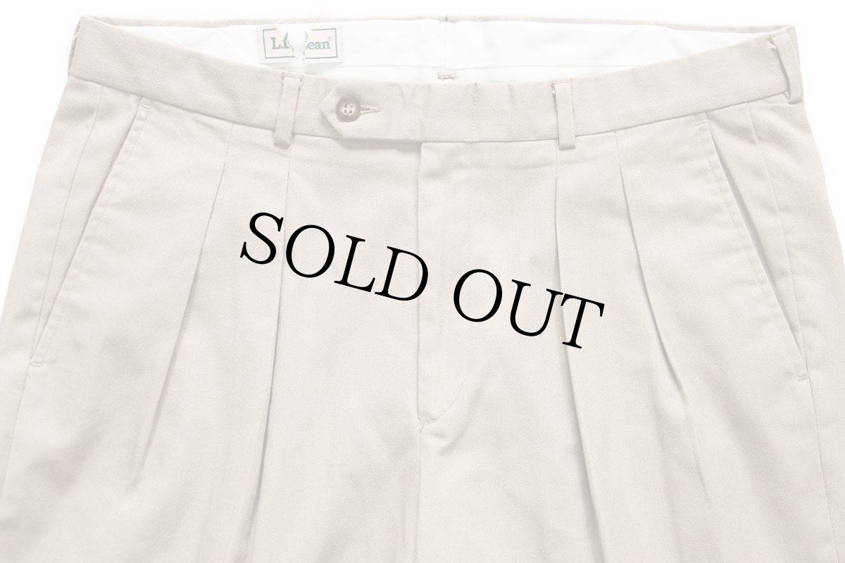 画像4: 90s L.L.Bean ツータック スラックス パンツ カーキ W35 (4)