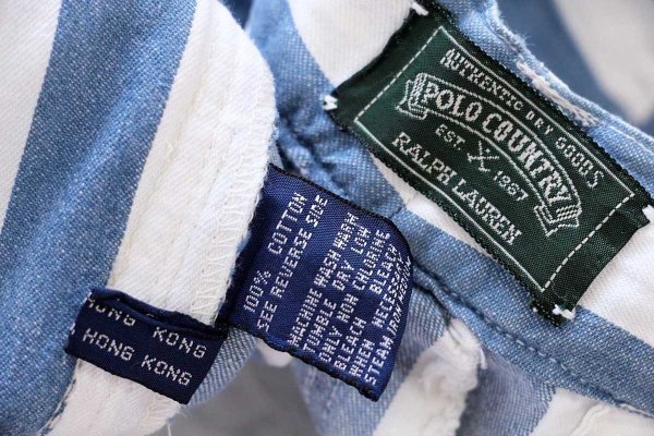 80s 90s POLO COUNTRY USA製 デニムショーツ W32 美色 80s POLO COUNTRY ポロ カントリー ラルフローレン ストライプ