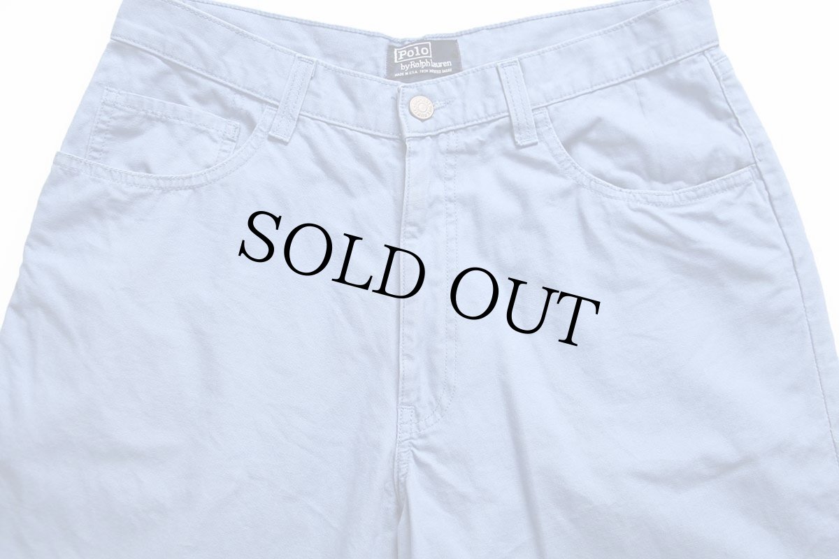 画像4: 90s USA製 ポロ ラルフローレン コットンパンツ ライトブルー W32 L30 (4)