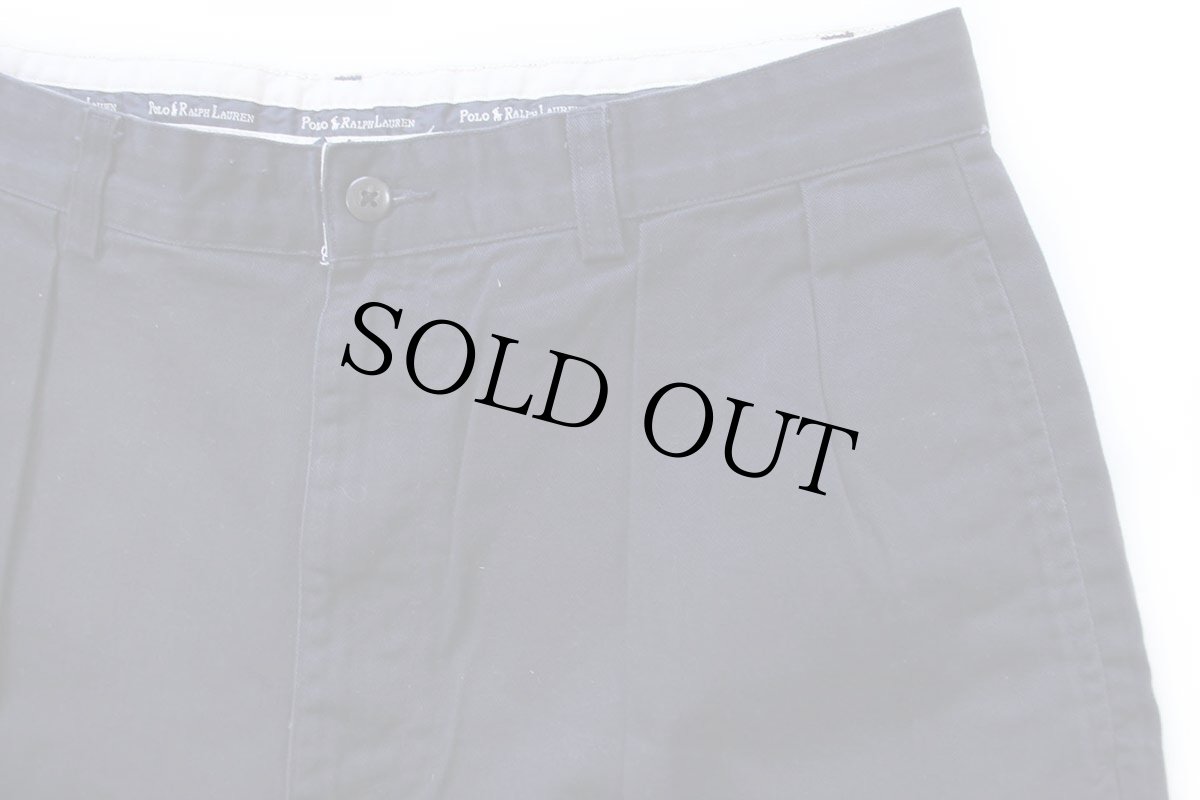 画像3: 90s メキシコ製 ポロ ラルフローレン ANDREW SHORT ツータック コットン チノ ショートパンツ 濃紺 w33★132 ショーツ (3)