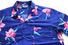 画像3: 90s USA製 HAWAII BLUES ハイビスカス柄 オープンカラー コットン アロハシャツ M (3)