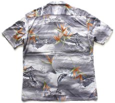 画像2: 90s USA製 HAWAII BLUES ストレリチア ヨット オープンカラー コットン アロハシャツ L (2)