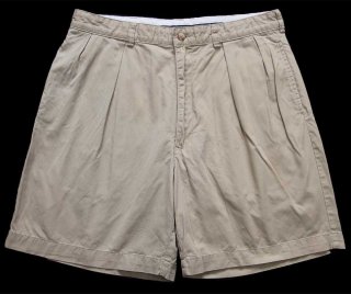 90s GAPギャップ ツータック コットン ショートパンツ 青 34☆ショーツ