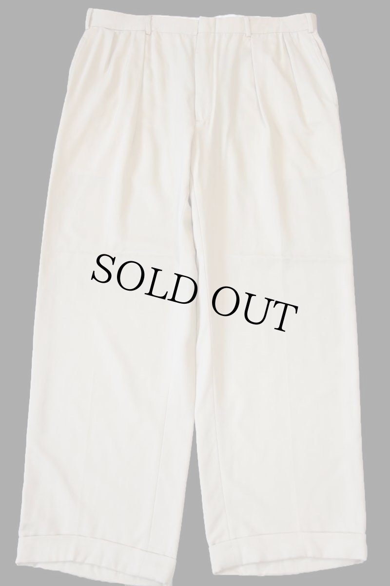 画像2: 90s ポロ ラルフローレン ツータック スラックス ウール ギャバジン パンツ ベージュ W36 (2)