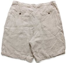 画像2: 90s GAPギャップ Easy Fit ツータック リネン ショートパンツ グレーベージュ 40★ショーツ (2)