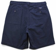 画像2: 90s メキシコ製 ポロ ラルフローレン TYLER SHORT ツータック コットン チノ ショートパンツ 紺 36★131 ショーツ (2)