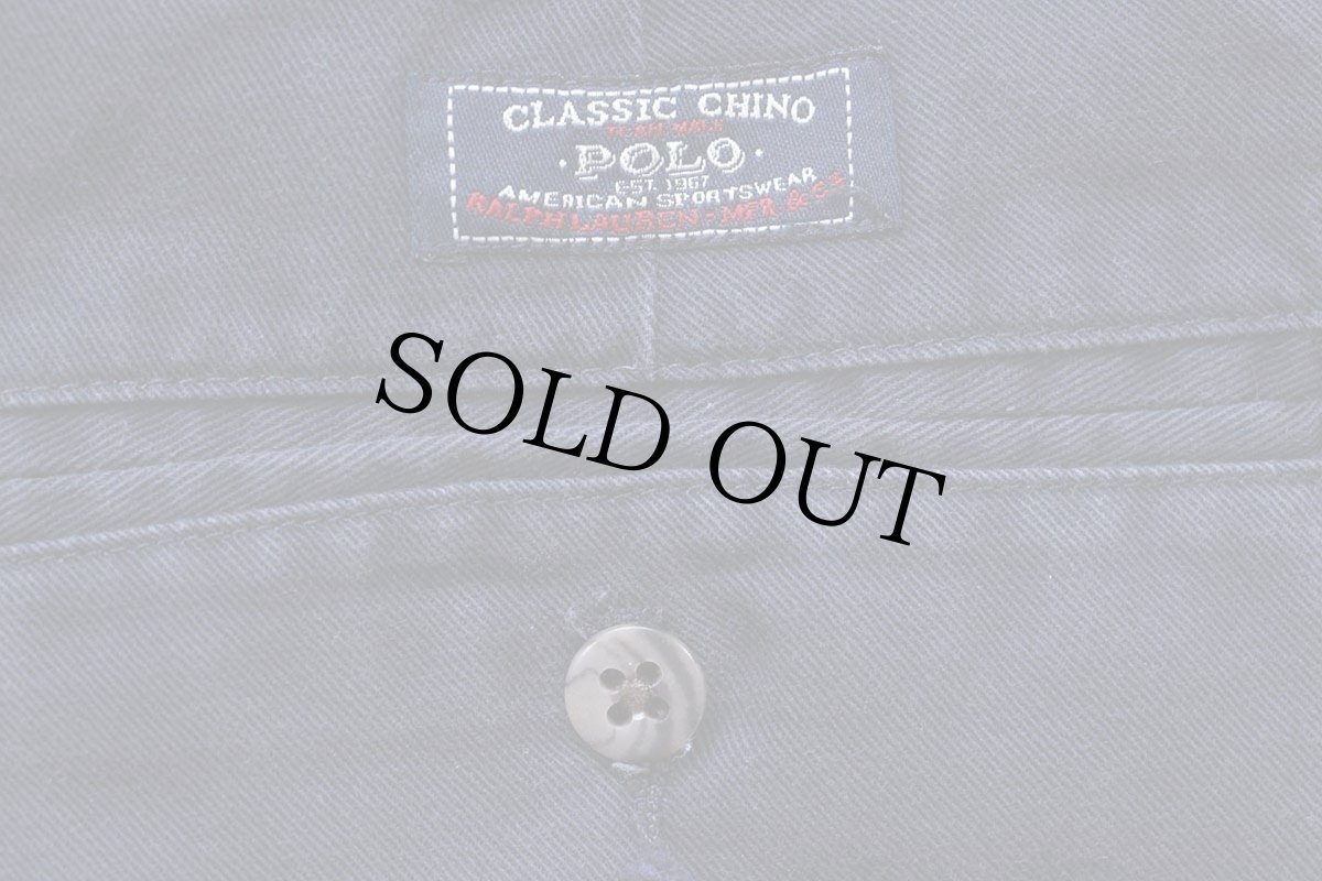 画像5: 90s メキシコ製 ポロ ラルフローレン TYLER SHORT ツータック コットン チノ ショートパンツ 紺 36★131 ショーツ (5)