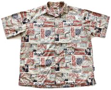 画像1: USA製 GO BAREFOOT 総柄 コットン アロハシャツ XL (1)