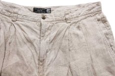 画像3: 90s GAPギャップ Easy Fit ツータック リネン ショートパンツ グレーベージュ 40★ショーツ (3)