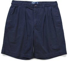 画像1: 90s メキシコ製 ポロ ラルフローレン TYLER SHORT ツータック コットン チノ ショートパンツ 紺 36★131 ショーツ (1)