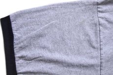 画像6: MICKEY MOUSE CLUB ミッキー マウス 染み込みプリント コットン リンガーTシャツ 杢グレー×黒 XL★特大 (6)