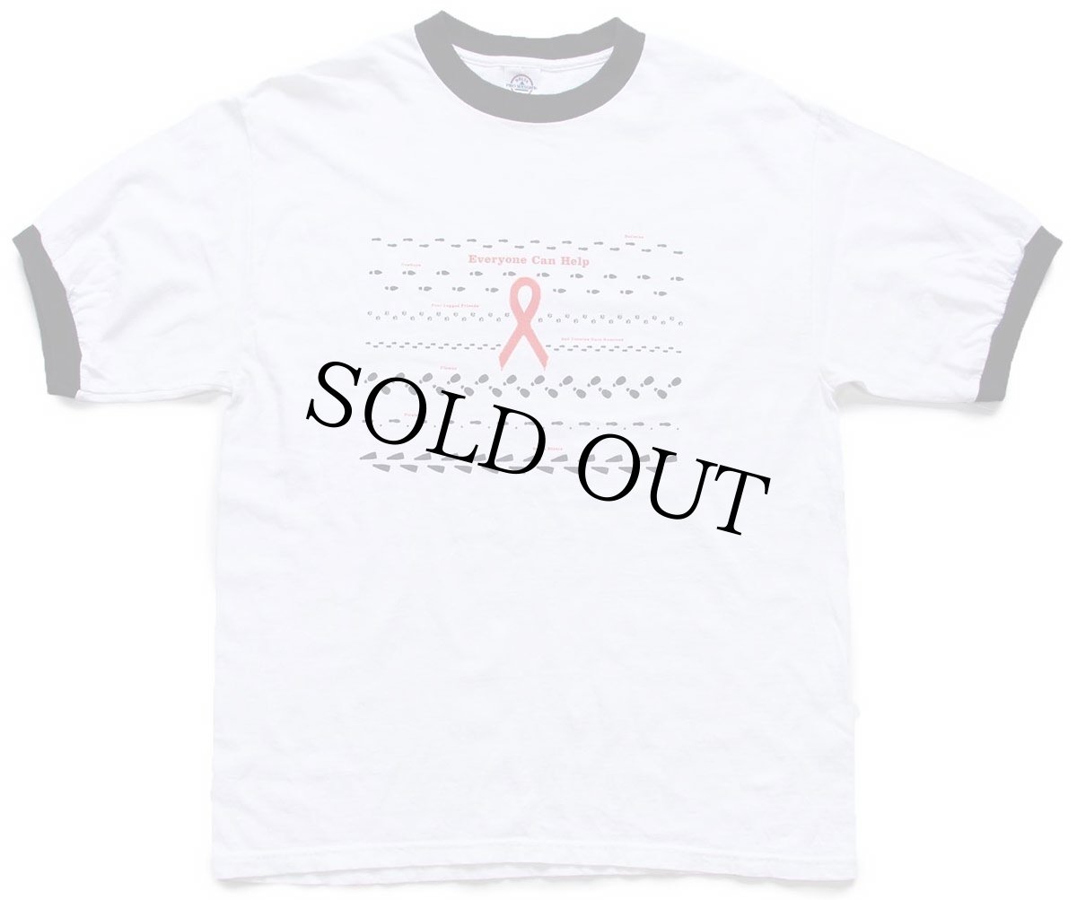 画像2: 00s STARBUCKS COFFEE スターバックス コーヒー ロゴ レッドリボン 足型 両面プリント コットン リンガーTシャツ 白×黒 L (2)