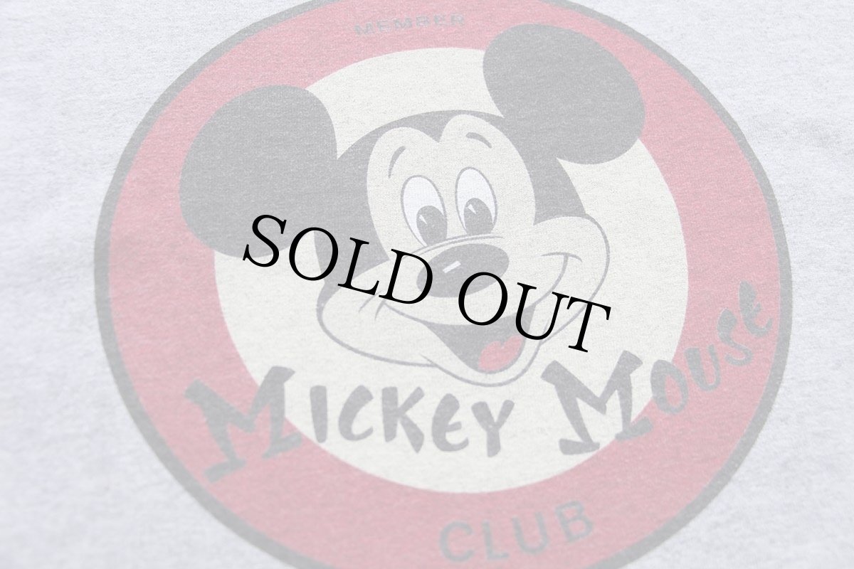 画像4: MICKEY MOUSE CLUB ミッキー マウス 染み込みプリント コットン リンガーTシャツ 杢グレー×黒 XL★特大 (4)