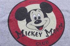 画像4: MICKEY MOUSE CLUB ミッキー マウス 染み込みプリント コットン リンガーTシャツ 杢グレー×黒 XL★特大 (4)
