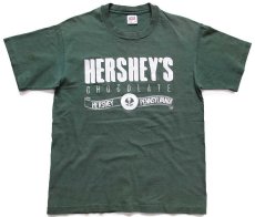 画像2: 90s USA製 HERSHEY'Sハーシーズ チョコレート ロゴ CHOCOLATE TOWN PENNSYLVANIA コットンTシャツ 緑 フェード M (2)