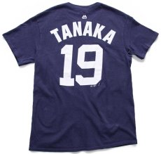 画像1: Majestic MLB New York Yankees ニューヨーク ヤンキース TANAKA 19 ナンバリング コットンTシャツ ナス紺 M (1)