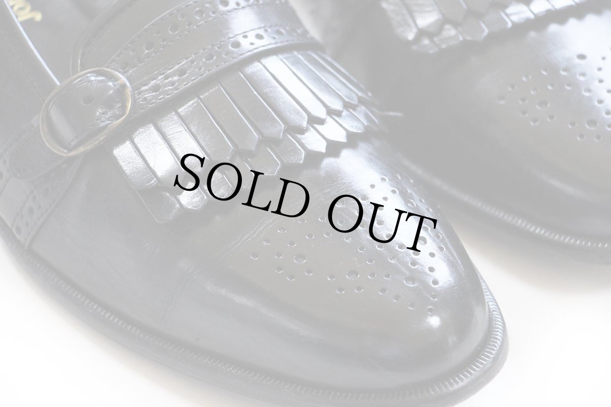 画像8: イタリア製 Johnston & Murphy ジョンストン&マーフィー ブローグ ローファー レザーシューズ 黒 9 1/2 M★革靴 (8)