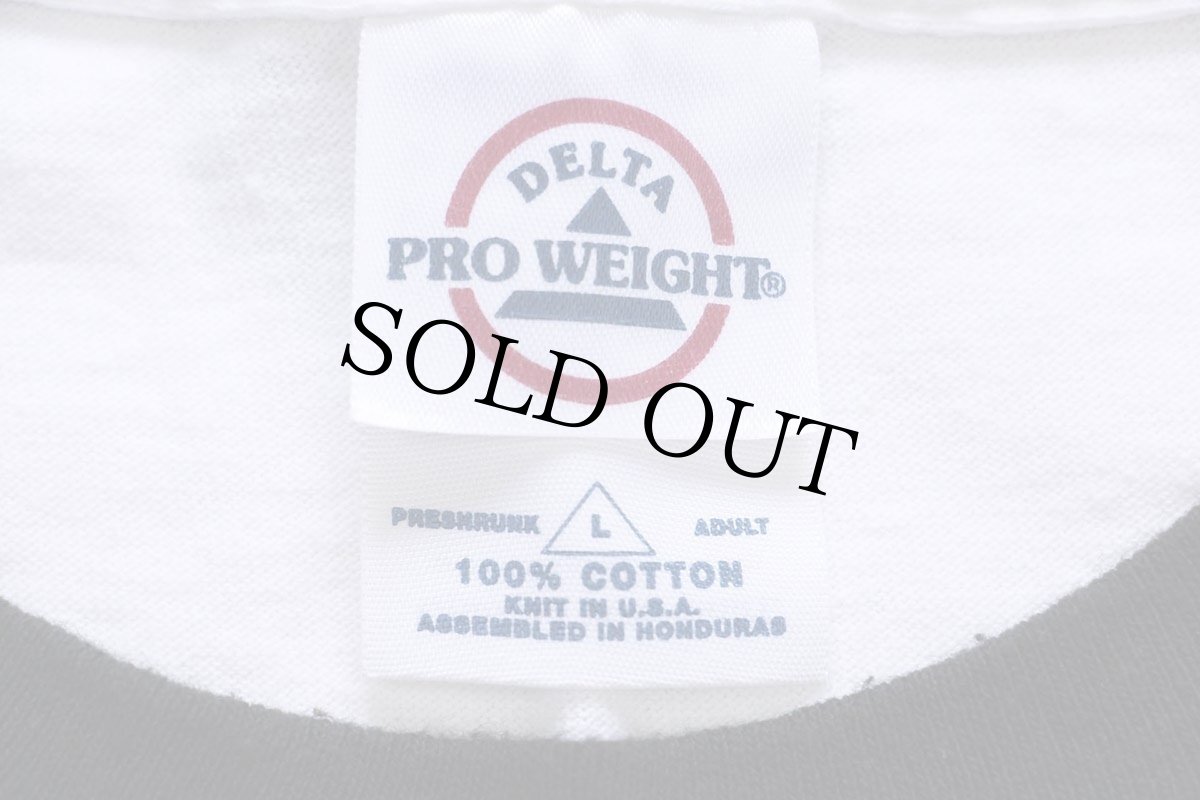 画像5: 00s STARBUCKS COFFEE スターバックス コーヒー ロゴ レッドリボン 足型 両面プリント コットン リンガーTシャツ 白×黒 L (5)