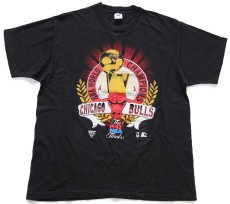 画像2: 90s USA製 NBA 1992 WORLD CHAMPIONS CHICAGO BULLS シカゴ ブルズ ダメージ コットンTシャツ 黒 XL (2)