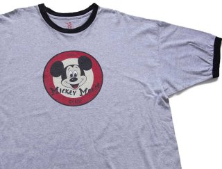 80s USA製 ミッキー マウス リンガーTシャツ 杢ブルー M