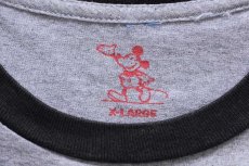 画像5: MICKEY MOUSE CLUB ミッキー マウス 染み込みプリント コットン リンガーTシャツ 杢グレー×黒 XL★特大 (5)