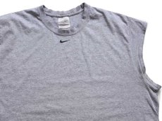 画像1: 00s NIKEナイキ スウッシュ ワンポイント ノースリーブ Tシャツ 杢グレー XL (1)