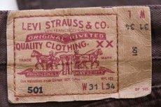画像6: 90s フランス製 Levi'sリーバイス 501 後染め カラーデニムパンツ 焦げ茶 w31 L34★ユーロ (6)