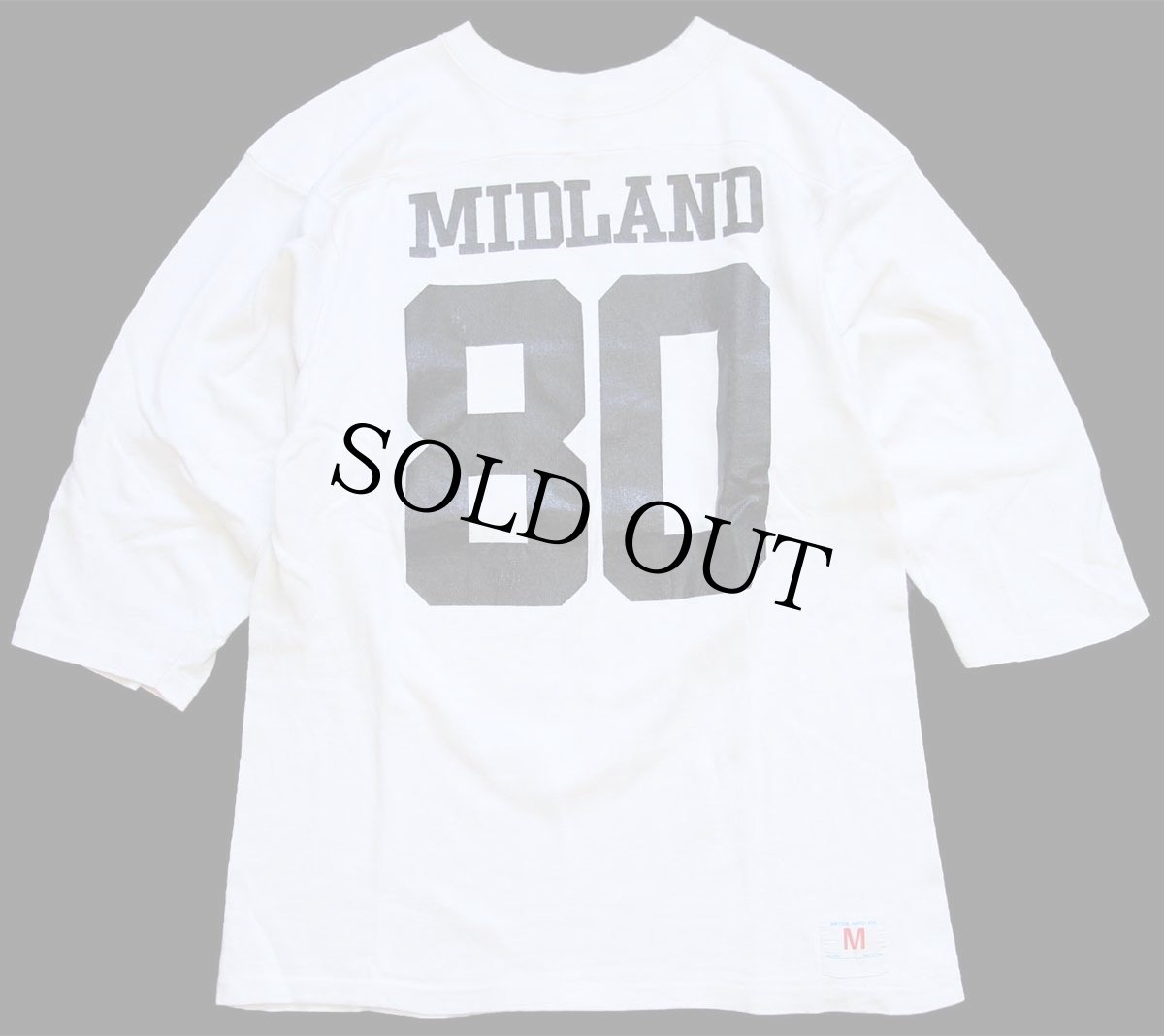 画像1: 70s USA製 ARTEX MIDLAND 80 ナンバリング コットン フットボールTシャツ 生成り M (1)
