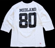 画像1: 70s USA製 ARTEX MIDLAND 80 ナンバリング コットン フットボールTシャツ 生成り M (1)