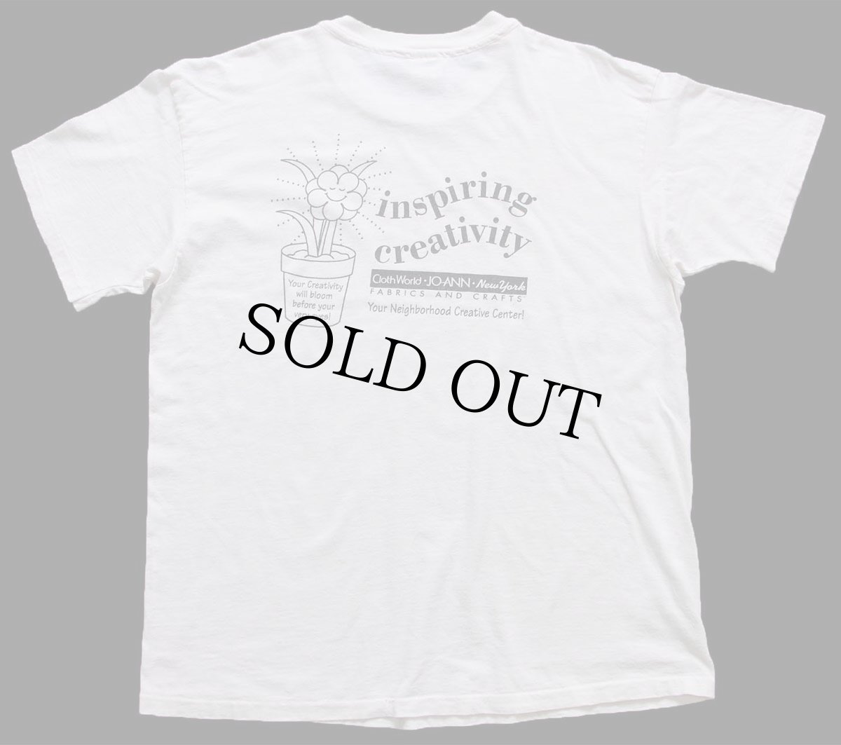 画像3: 90s USA製 JOANN New York inspiring creativity サン スマイル ペンキ飛び 両面プリント コットンTシャツ 生成り XL (3)