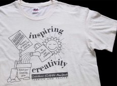 画像1: 90s USA製 JOANN New York inspiring creativity サン スマイル ペンキ飛び 両面プリント コットンTシャツ 生成り XL (1)